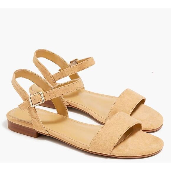 J. Crew Khaki Suede Flat Strappy Sandals size 7 - Picture 1 of 6